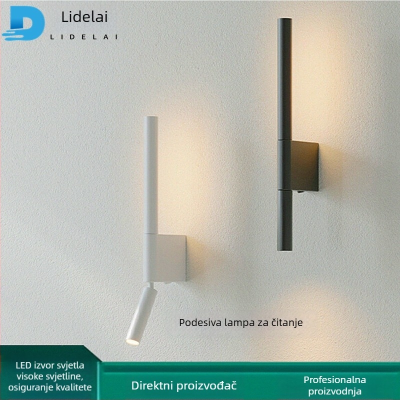 Zidna LED svjetiljka, nordijski stil, PVC sjenilo, aluminijsko tijelo, kružni prekidač