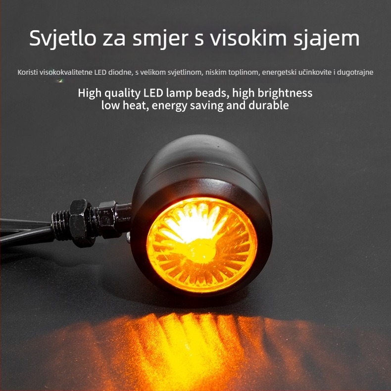 JS Jednolinijski pokazivač smjera za motocikl, Halogen, 12V, 10W, kompatibilan sa 12V jednocilindarskim motorima