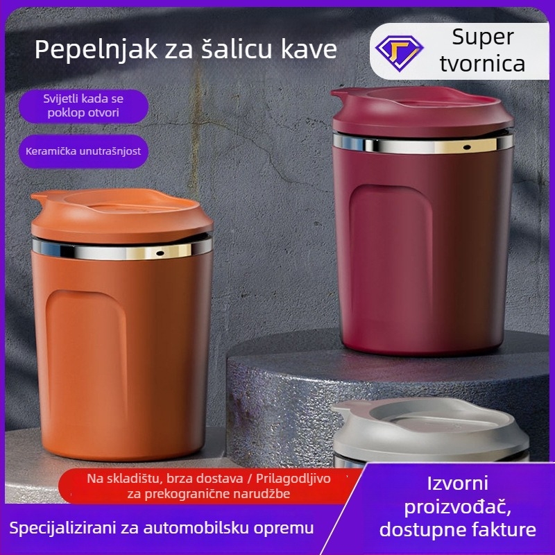 Weiyis pepeljara za auto — gravirano ABS + nehrđajući čelik, za automobil/doma/u uredu, 127 g