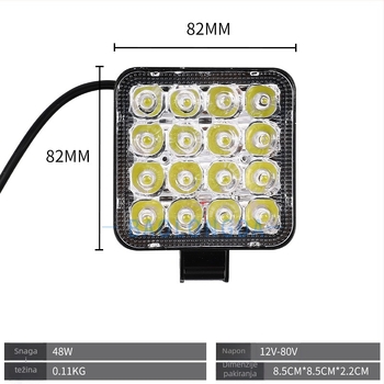 LED radna svjetiljka za terensko vozilo, aluminijsko kućište, 48W, 12-80V, prilagodljiva proizvodnja