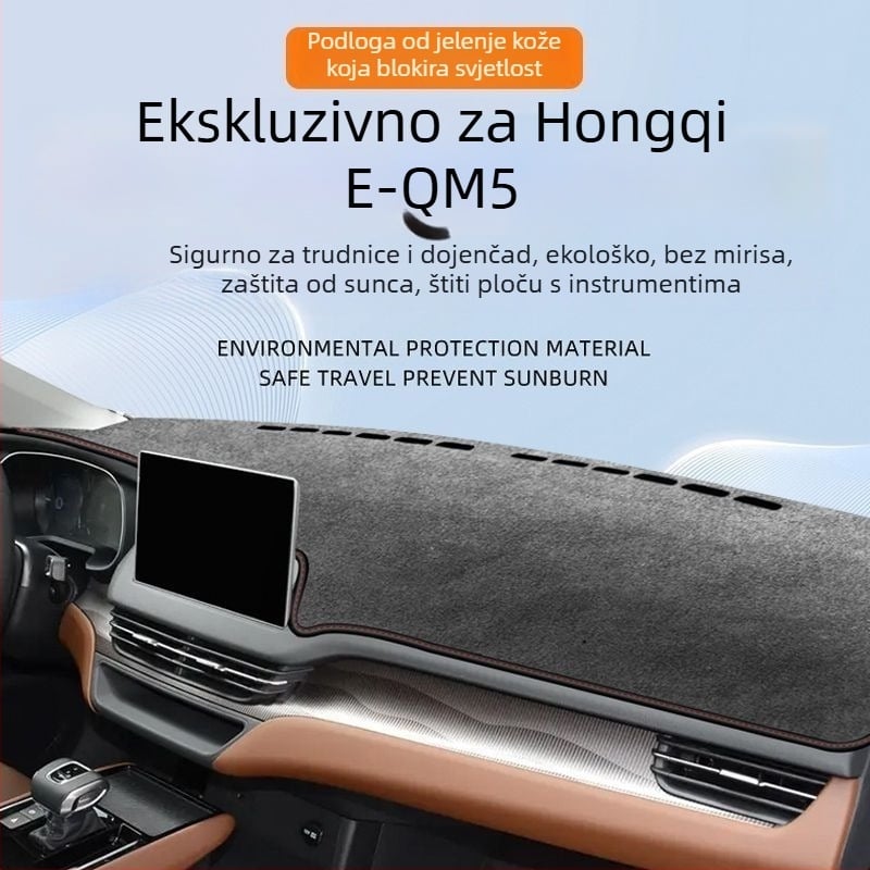 Podložak za zaštitu od sunca za ploču automobila Hongqi EQM5 (2021–2025), namijenjeno središnjoj konzoli, toplinska izolacija i UV zaštita, koža od mikrovlakana