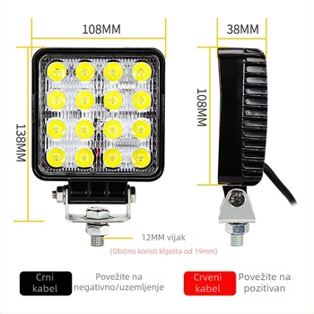 LED radna svjetiljka za ekskavatore i građevinske strojeve, 48W, 12-60V, 6500K, model Zs-1158, vijek trajanja 10000 h