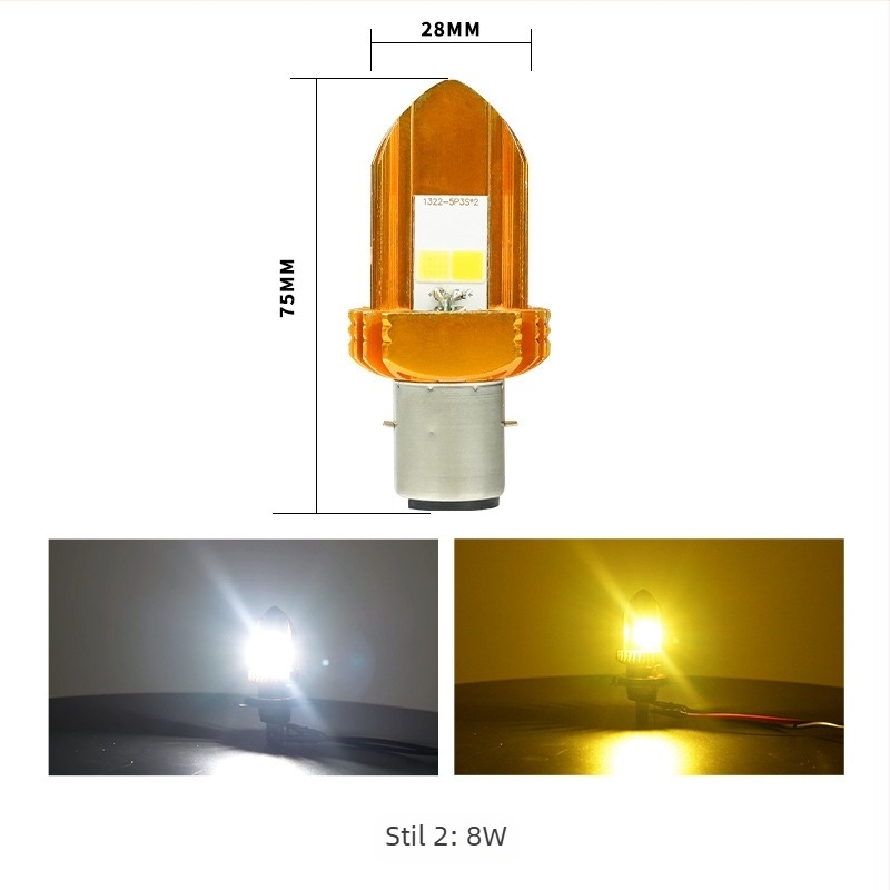 LED reflektor za motocikl s dvobojnim ugrađenim svjetlom, off-road, žarulja s tri kontakta