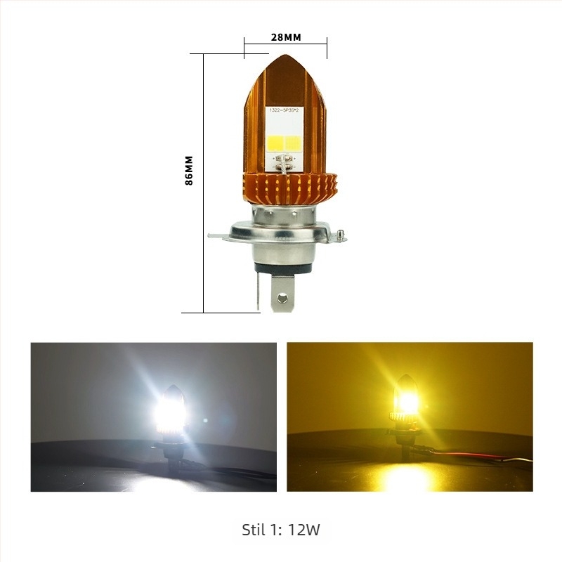 LED reflektor za motocikl s dvobojnim ugrađenim svjetlom, off-road, žarulja s tri kontakta