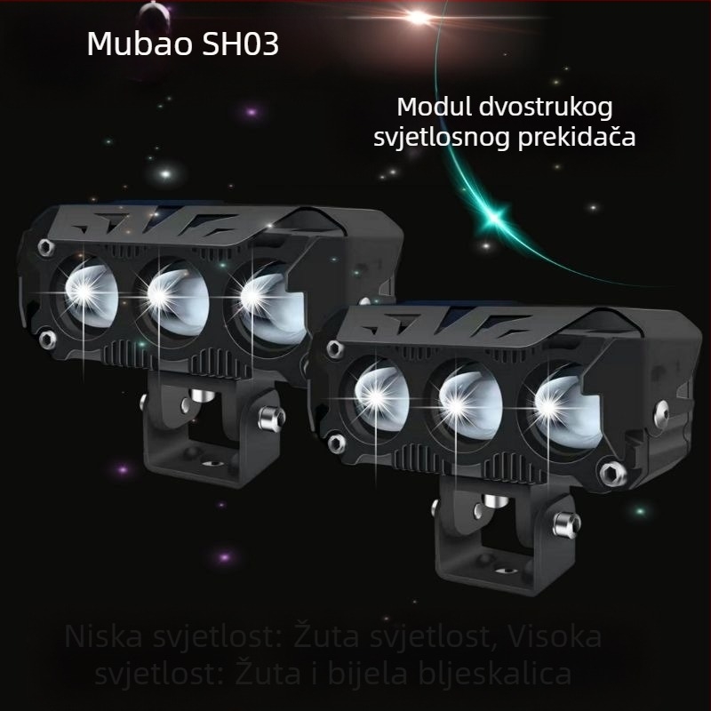 Motociklistički LED reflektor sa tri diode, IP67, 36W, 8-80V, aluminijsko kućište, LED 3570