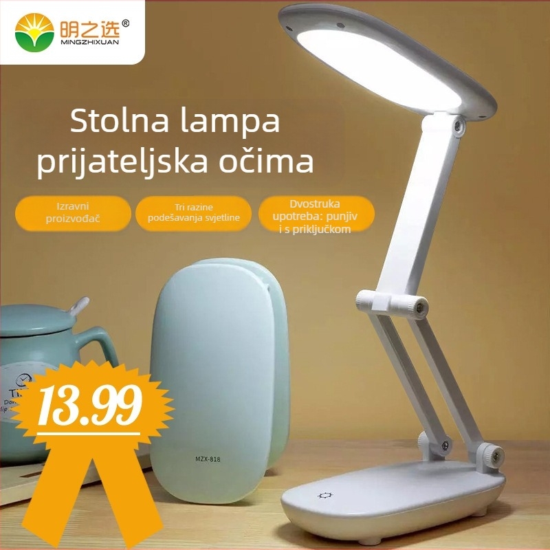 LED stolna lampa za djecu s USB punjenjem, sklopivi dizajn, dodirna kontrola, ugrađena litijska baterija, CRI ≥90