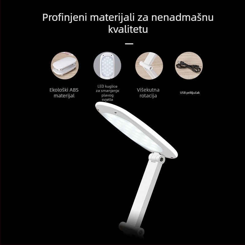 LED stolna lampa za djecu s USB punjenjem, sklopivi dizajn, dodirna kontrola, ugrađena litijska baterija, CRI ≥90