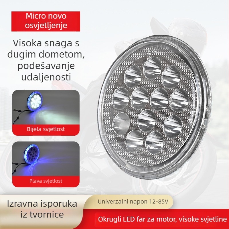 Far električnog motocikla, micro new, aluminijsko kućište, 12-85V, model 3, opća kompatibilnost
