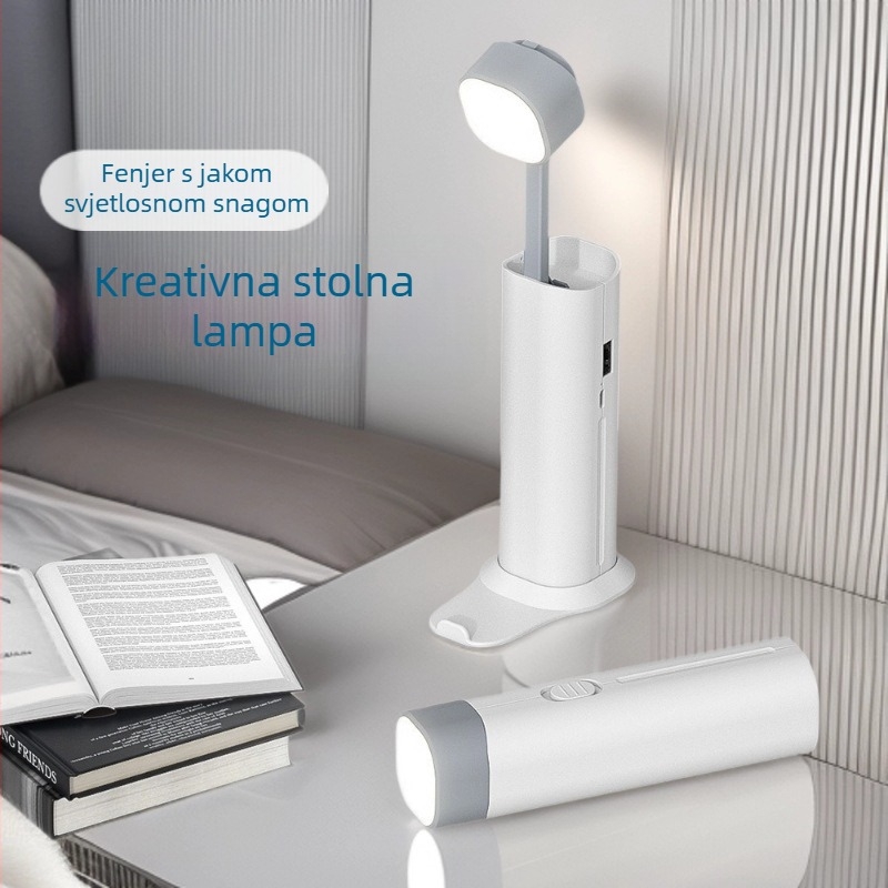 Stolna lampa s zaštitom vida, teleskopko podešavanje visine, dvostruka upotreba kao baterijska svjetiljka, s ugrađenom litijskom baterijom i mogućnošću mrežnog napajanja – CRI ≥95