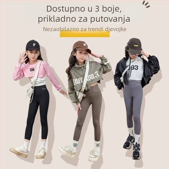 Dječje Shark Pants – fleece podstava, zimske joga hlače, najlon 75,4%