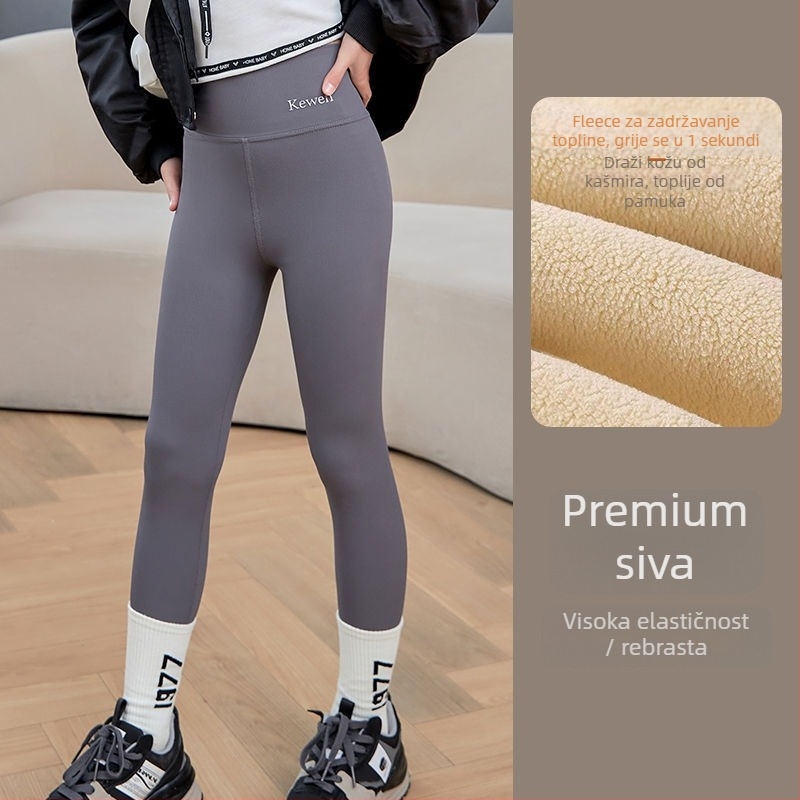 Dječje Shark Pants – fleece podstava, zimske joga hlače, najlon 75,4%
