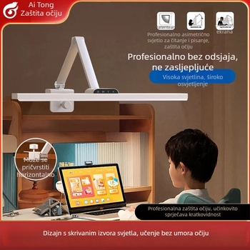 Stolna lampa za učenje s LED punog spektra, zaštita očiju, klipsa za čitanje, regulacija osvjetljenja, USB napajanje, dodirni prekidač, 18W, CRI ≥95