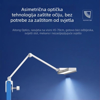 Stolna lampa za učenje s LED punog spektra, zaštita očiju, klipsa za čitanje, regulacija osvjetljenja, USB napajanje, dodirni prekidač, 18W, CRI ≥95