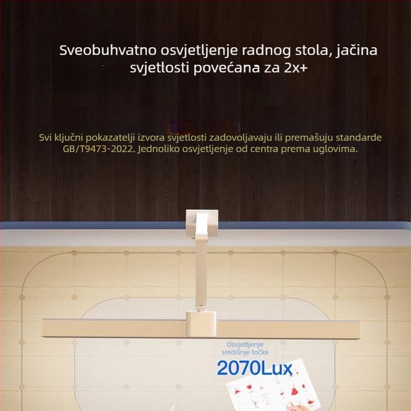 Stolna lampa za učenje s LED punog spektra, zaštita očiju, klipsa za čitanje, regulacija osvjetljenja, USB napajanje, dodirni prekidač, 18W, CRI ≥95