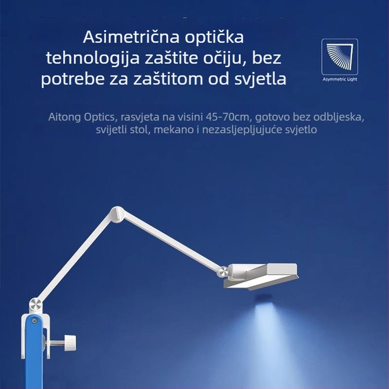 Stolna lampa za učenje s LED punog spektra, zaštita očiju, klipsa za čitanje, regulacija osvjetljenja, USB napajanje, dodirni prekidač, 18W, CRI ≥95