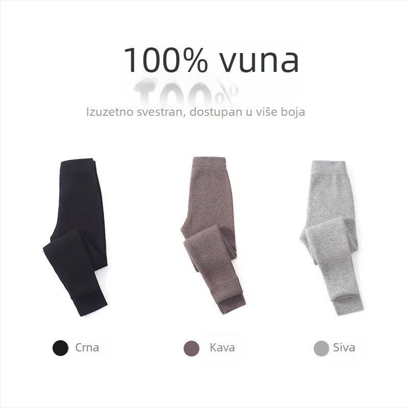 Dječje hlače od 100% vune s štrikom, visokim strukom, debele zimske hlače, unisex