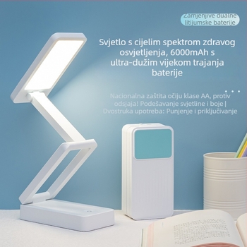 Sklopiva stolna lampa s ugrađenom litijskom baterijom, dodirni prekidač, zaštita očiju, CRI 70–79