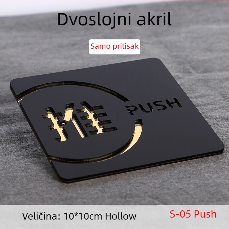 Push-pull 3D šuplja akrilna vrata natpis, dvostruki sloj, prilagodljiv, za hotele, urede i trgovačka središta