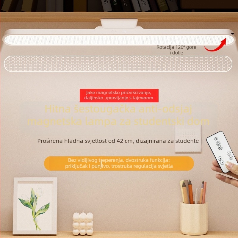 LED stolna lampa za studente – daljinsko upravljanje, ugrađena litijska baterija, napon ≤36V, plastično sjenilo, CRI ≥90