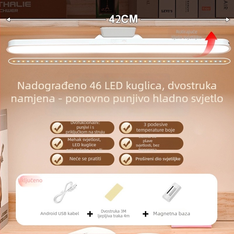 LED stolna lampa za studente – daljinsko upravljanje, ugrađena litijska baterija, napon ≤36V, plastično sjenilo, CRI ≥90