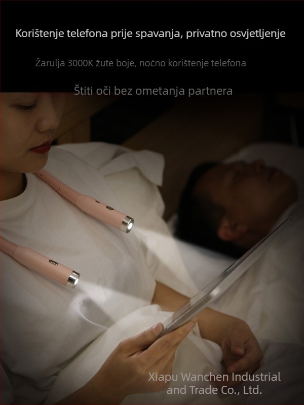 Lampica za vrat s zaštitom očiju, CRI ≥ 90, metalno sjenilo, gumb prekidač, ugrađena baterija