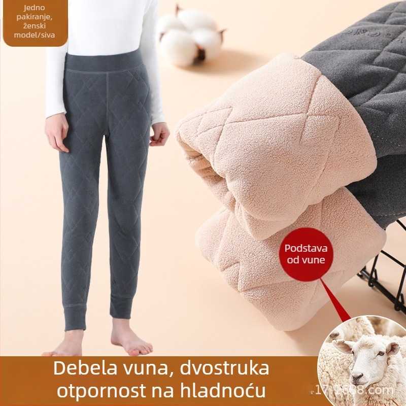 Dječje termo hlače od vunene mješavine s flisom, visoki struk, zima, 10% vuna