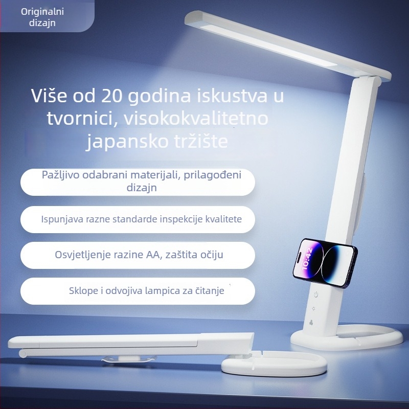 Lampa za stol studijsku upotrebu s zaštitom vida, odvojiva i sklopiva, dodirni prekidač, 12W, CRI ≥90, petnivelno podešavanje jačine svjetla, napon ≤36V