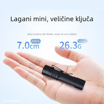 Mini svjetiljka za ključeve od aluminijske legure, LED, 5W, 1200mAh, trajanje baterije 2-3 sata