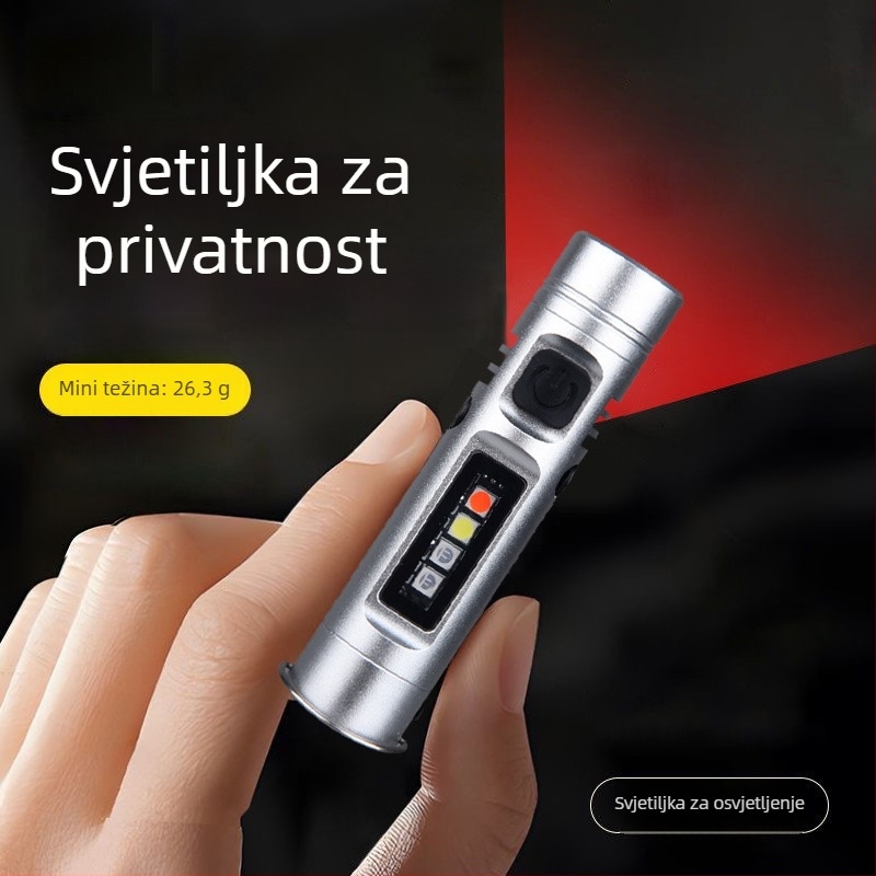 Mini svjetiljka za ključeve od aluminijske legure, LED, 5W, 1200mAh, trajanje baterije 2-3 sata