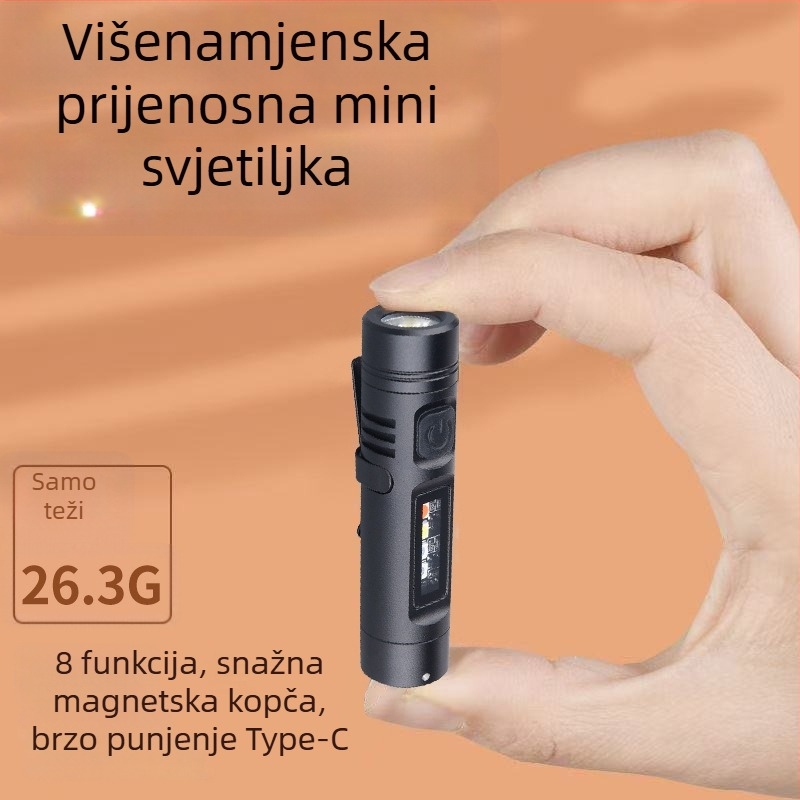 Mini svjetiljka za ključeve od aluminijske legure, LED, 5W, 1200mAh, trajanje baterije 2-3 sata