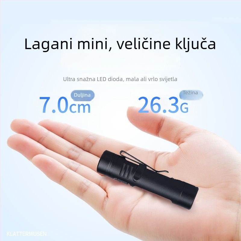 Mini svjetiljka za ključeve od aluminijske legure, LED, 5W, 1200mAh, trajanje baterije 2-3 sata