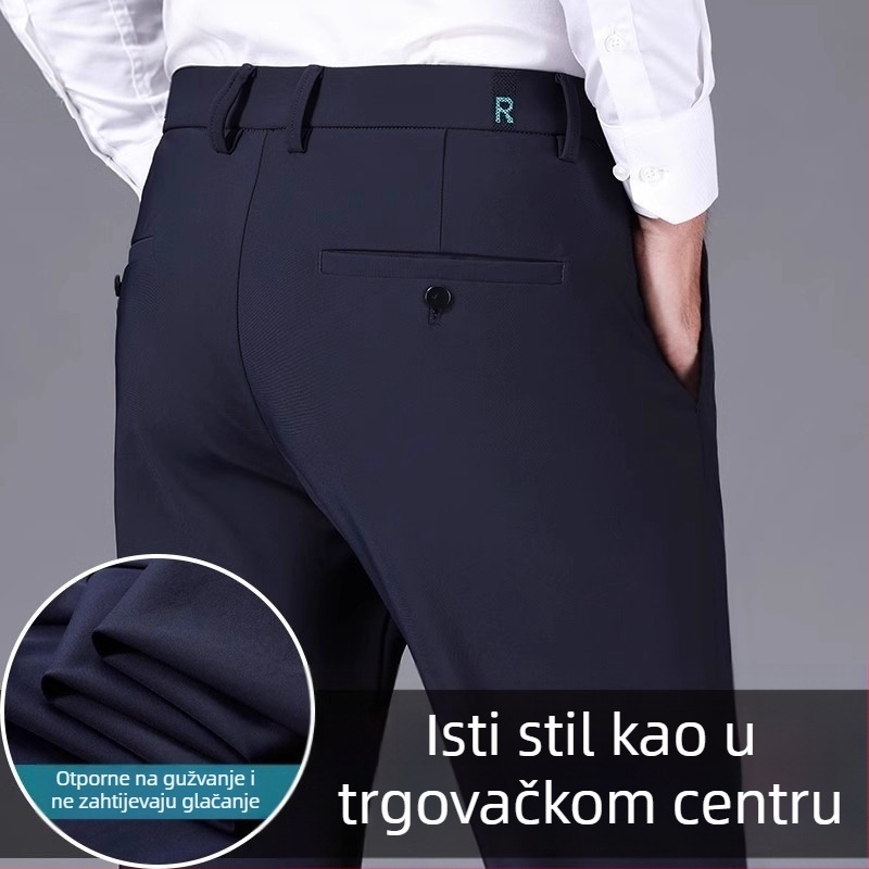 Muške ravne pamukne hlače, zip zatvaranje, bez glačanja, visoka elastičnost, 3D krojenje