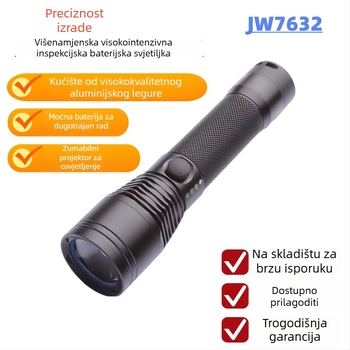 JW7632 Ručna LED svjetiljka s teleskopskim fokusom, Cree LED, bežično punjenje, 18650 baterija, IP66, domet 200 m
