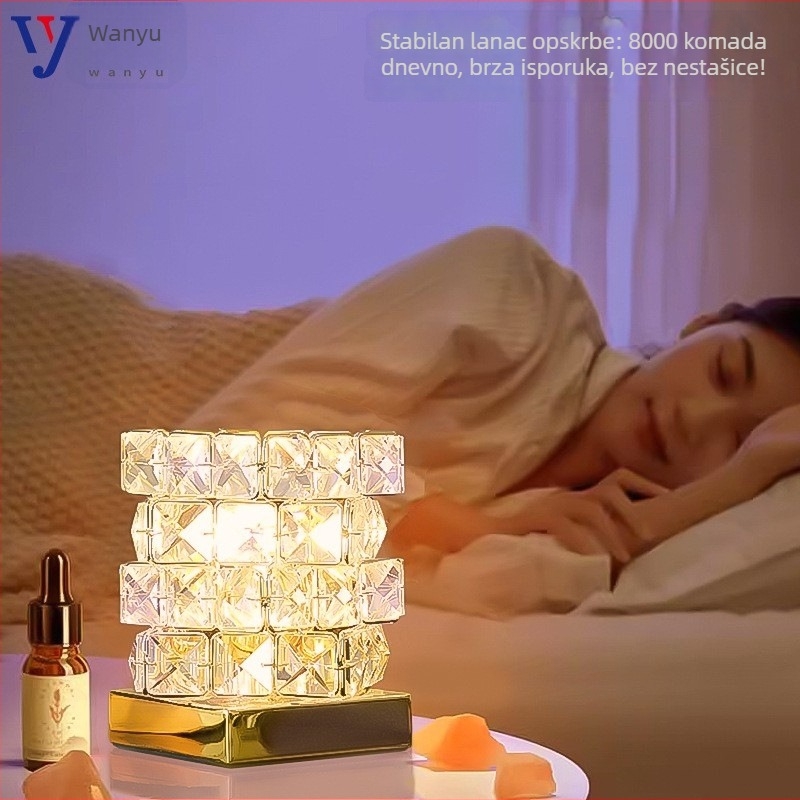 Stolna lampa inspirirana Rubikovim kubom, kristalno sjenilo, CRI≥95, napajanje iz utičnice, noćna svjetiljka