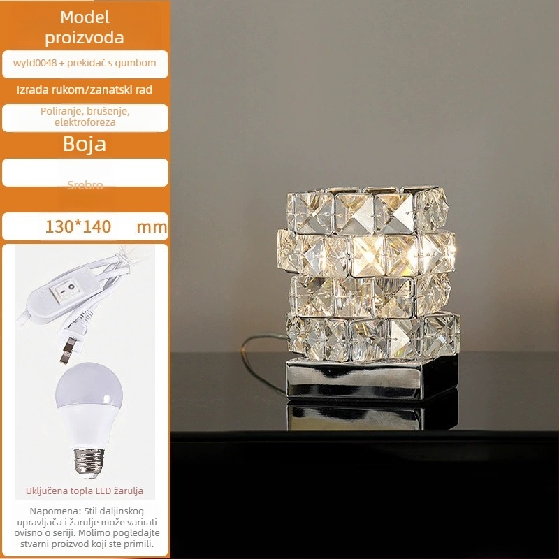 Stolna lampa inspirirana Rubikovim kubom, kristalno sjenilo, CRI≥95, napajanje iz utičnice, noćna svjetiljka