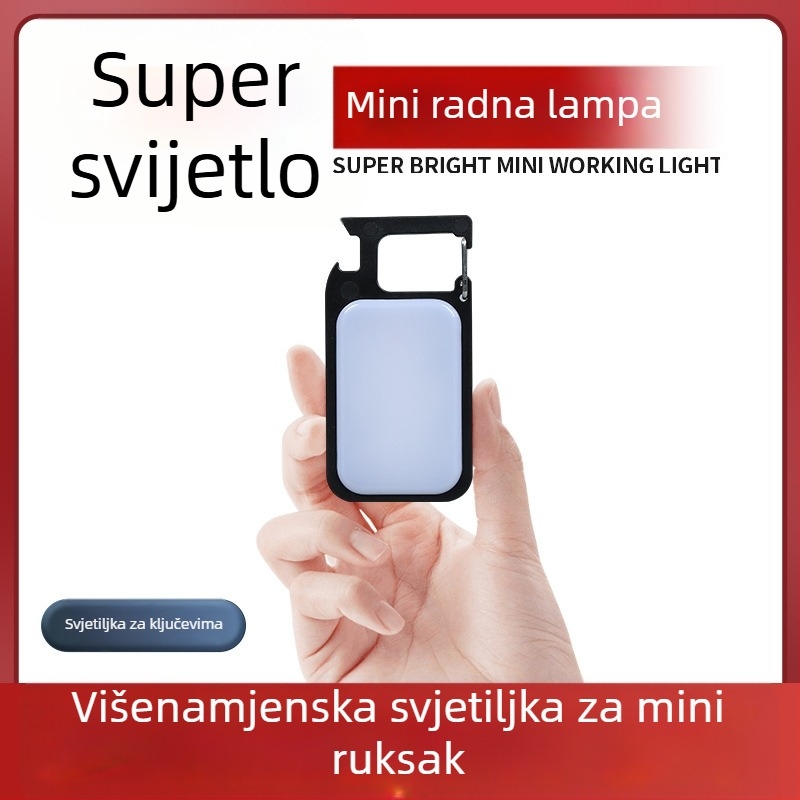 LED mini svjetiljka za ključeve s magnetskim radnim svjetlom, punjiva, kućište od aluminijske legure + PC, 3W LED, domet 50–100 m