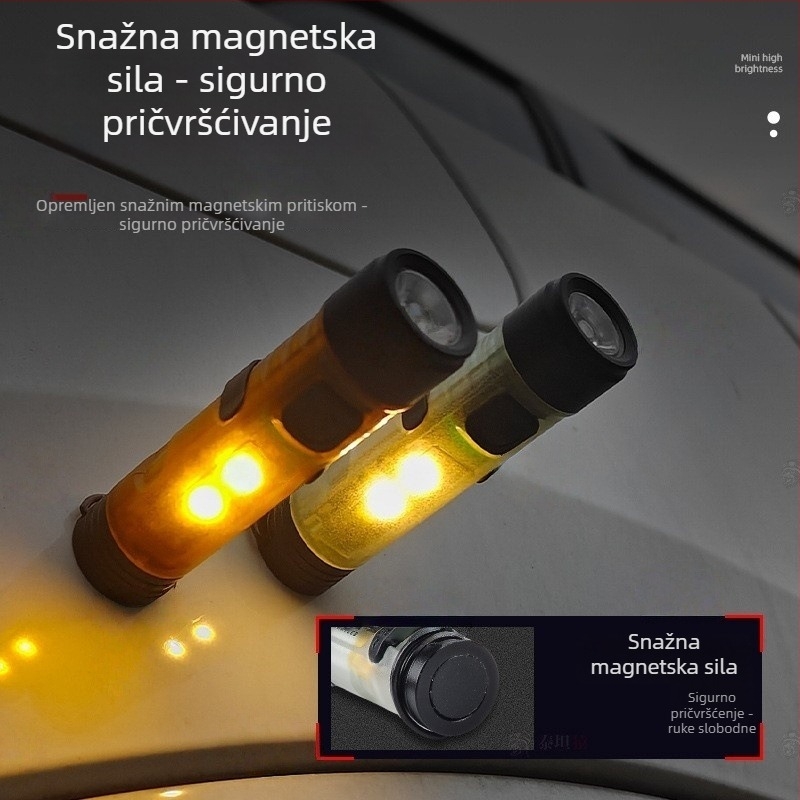 Mini LED svjetiljka za ključeve – višenamjenska, USB punjiva, 10W, 200mAh, 100–240 lm