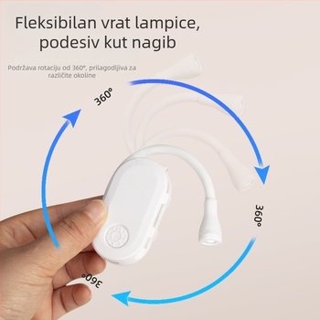 Punoprijenosna lampica za čitanje s klipom na stol, 3W, ugrađena litijska baterija, PVC sjenilo, gumbni prekidač