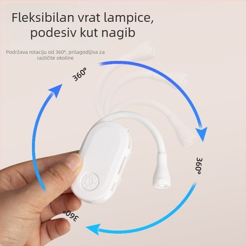 Punoprijenosna lampica za čitanje s klipom na stol, 3W, ugrađena litijska baterija, PVC sjenilo, gumbni prekidač