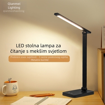 LED sklopna stolna lampa s zaštitom vida, USB punjenje, dodirno podešavanje jačine, studijska lampica, metalna sjenila, CE potvrda, pametno upravljanje