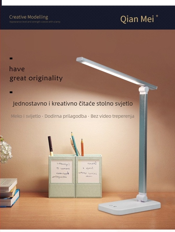 LED sklopna stolna lampa s zaštitom vida, USB punjenje, dodirno podešavanje jačine, studijska lampica, metalna sjenila, CE potvrda, pametno upravljanje