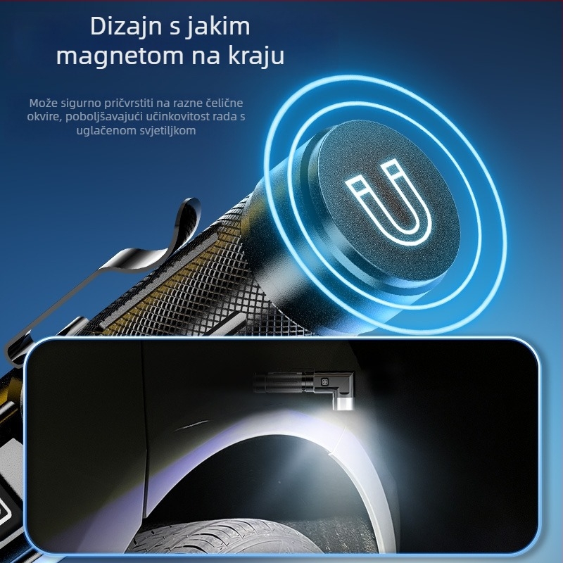 Višenamjenska L-oblik svjetiljka s magnetskim osvjetljenjem za auto popravke, LED 10W, 1800mAh, punjiva, ručno pokretanje, domet 200–500 m