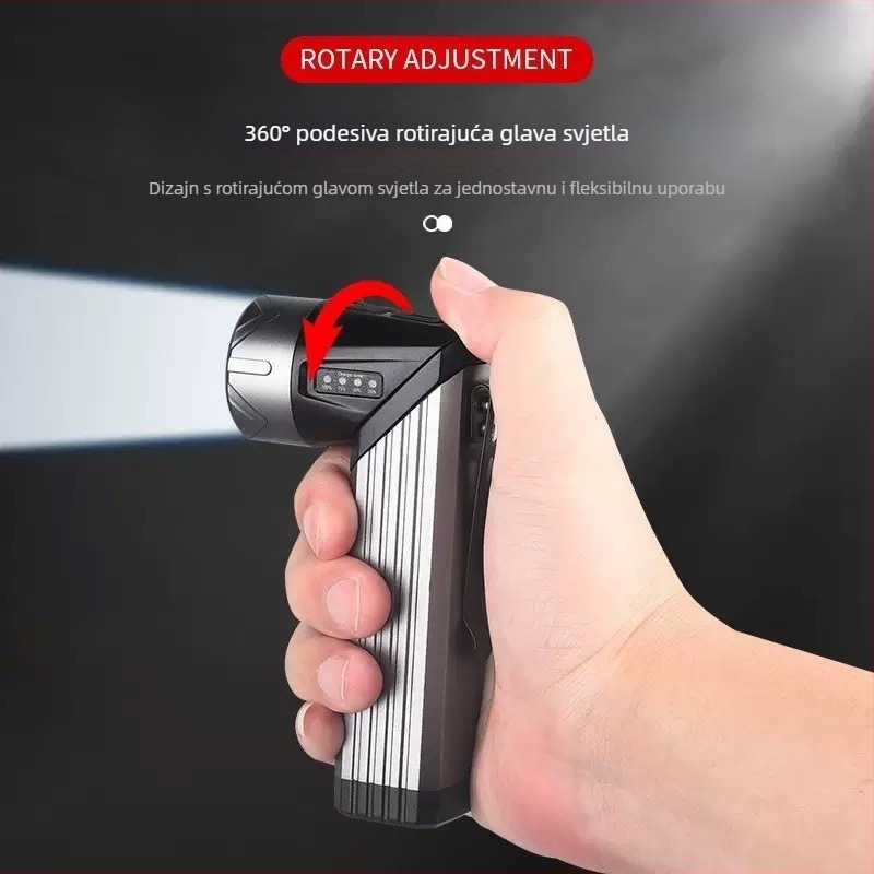 Višenamjenska L-oblik svjetiljka s magnetskim osvjetljenjem za auto popravke, LED 10W, 1800mAh, punjiva, ručno pokretanje, domet 200–500 m