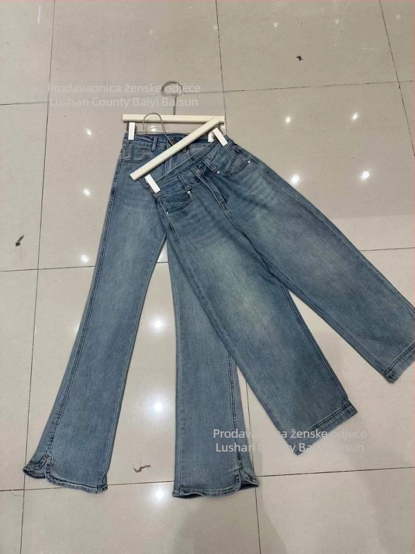 Traperice - Visoki struk, Labav kroj, Denim materijal, 50–70% pamuk, Ulični stil