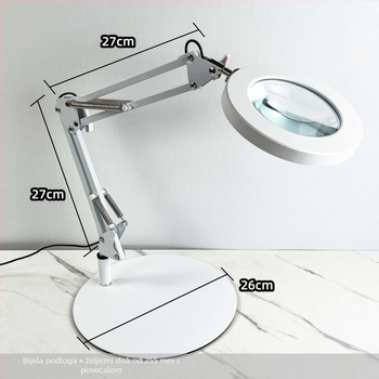 Stolna lampa s povećalom, dugim savitljivim ramom, metalnim sjenilom — CRI ≥90; USB napajanje; Napon ≤36V; CE certifikat