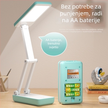 Sklopiva LED stolna lampa za čitanje, zaštita očiju, napajanje AA baterijama, dodirni prekidač, CRI ≥90