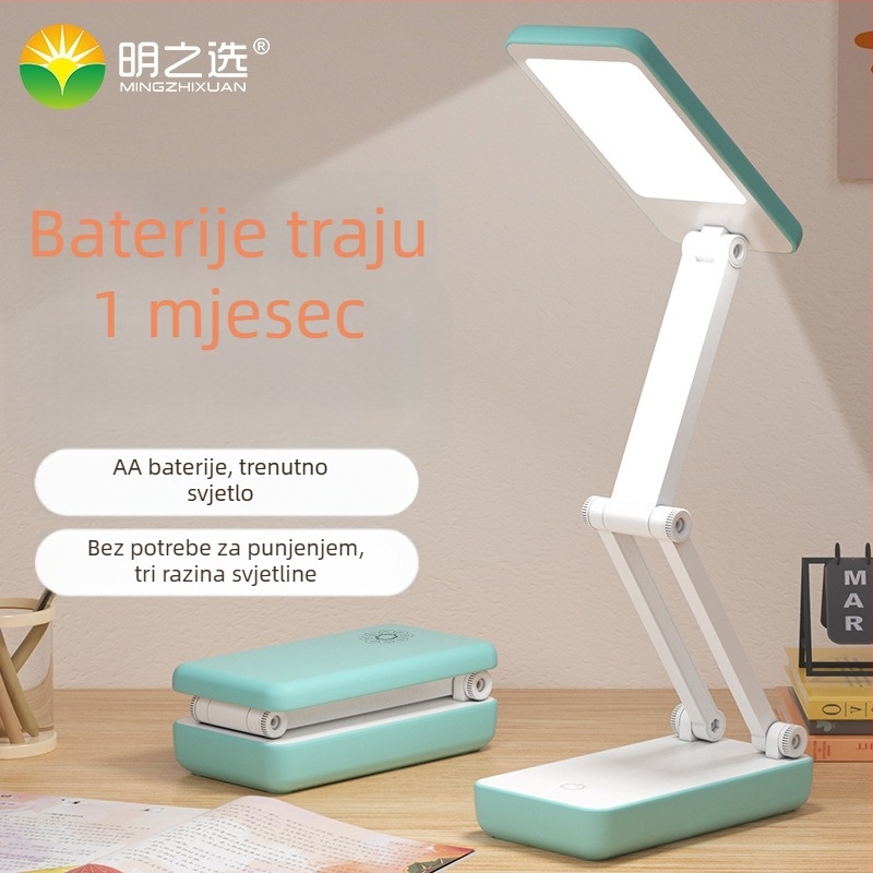 Sklopiva LED stolna lampa za čitanje, zaštita očiju, napajanje AA baterijama, dodirni prekidač, CRI ≥90