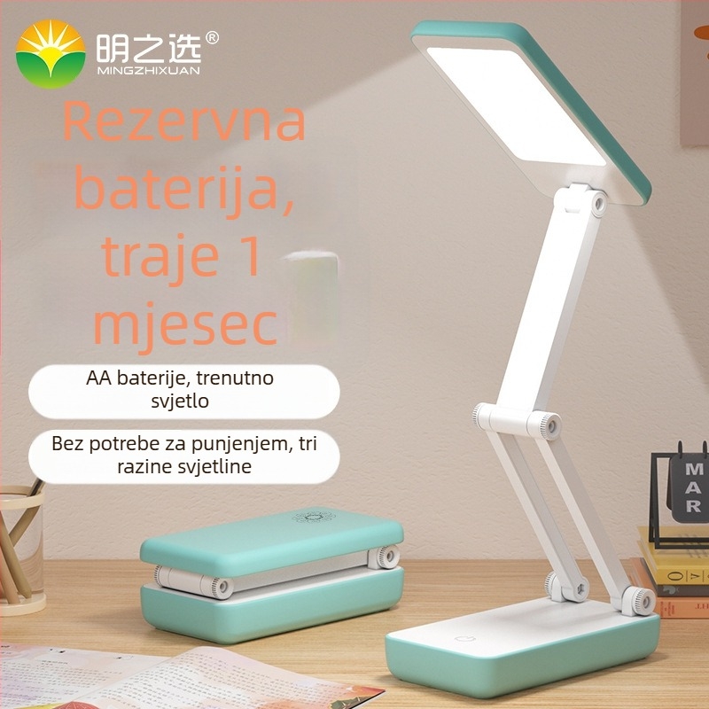 Sklopiva LED stolna lampa za čitanje, zaštita očiju, napajanje AA baterijama, dodirni prekidač, CRI ≥90