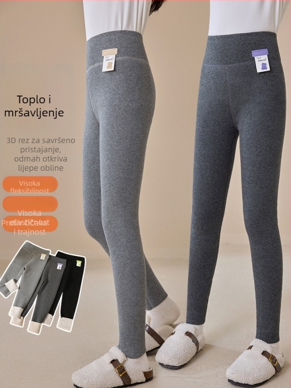 Djevojčice legice za jesen/zimu, debeli, visokim strukom, duljina 3/4, 80% poliester