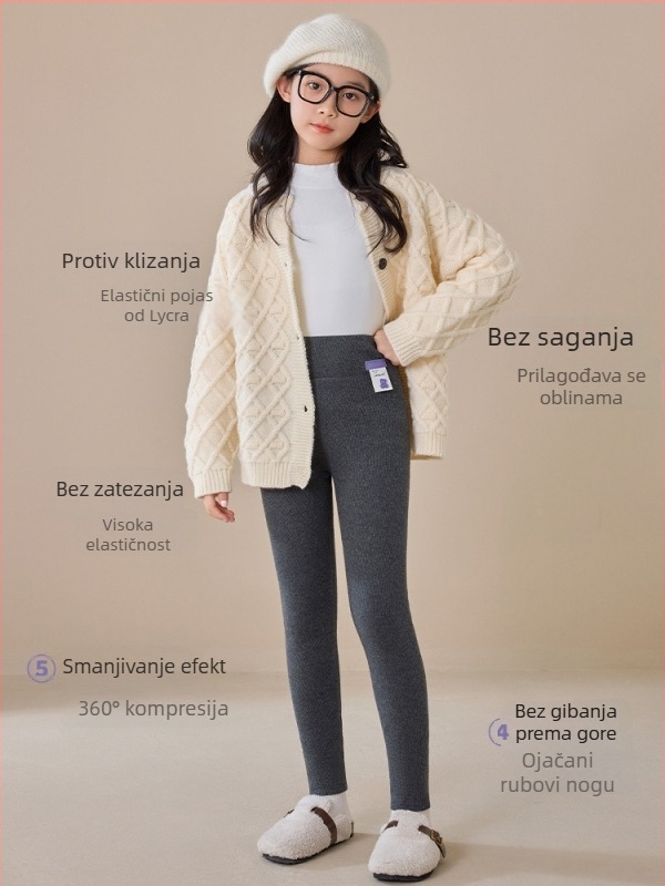 Djevojčice legice za jesen/zimu, debeli, visokim strukom, duljina 3/4, 80% poliester